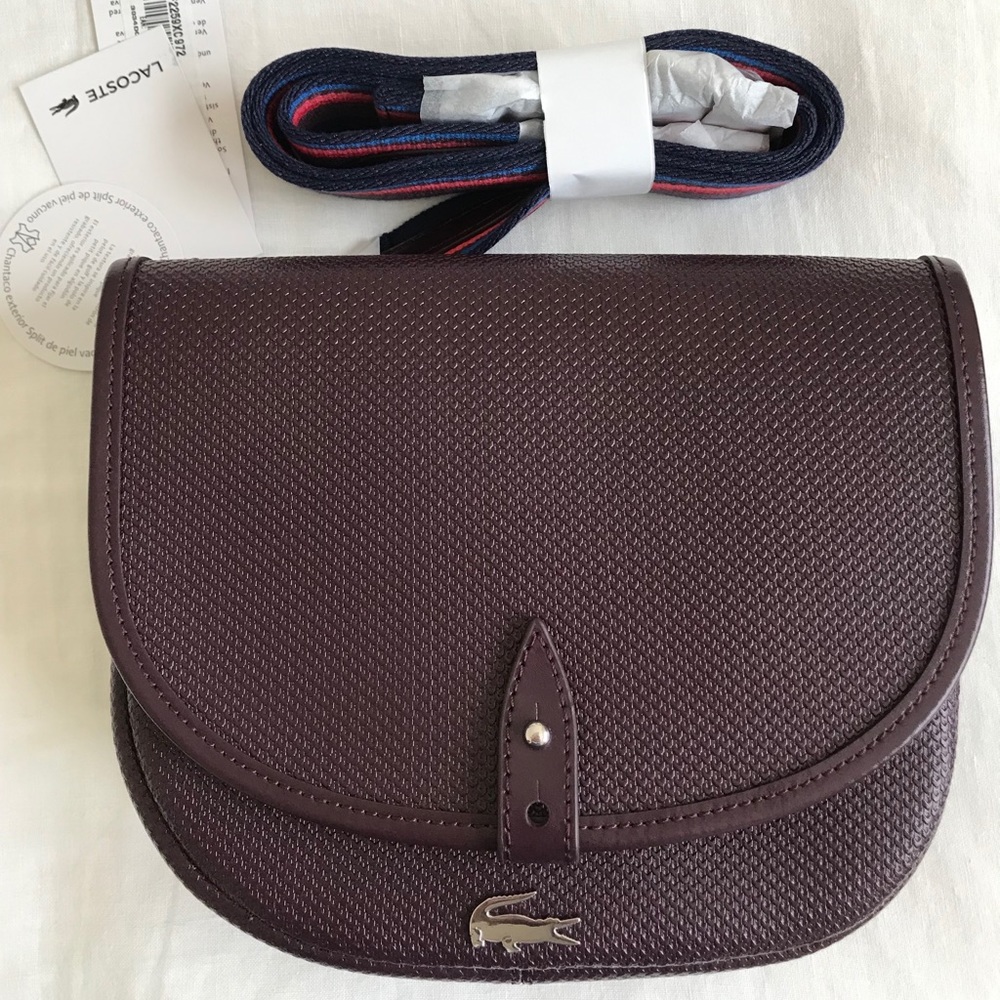 Lacoste Chantaco Piqué Leather Flap Crossover Bag